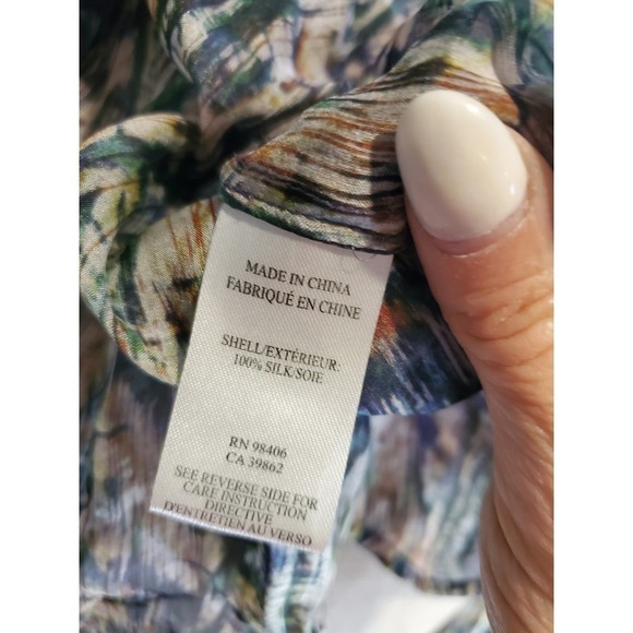 Theysken's Theory Silk semi sheer Button down Shirt Petite - Picture 7 of 8